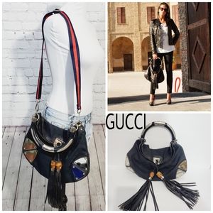 Gucci auth Black GG indy monogram top handle bag